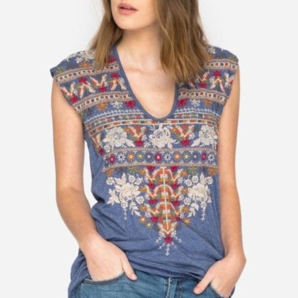 Johnny Was Johnny Was Embroidered Aliya Cap Sleeve Womens Medium